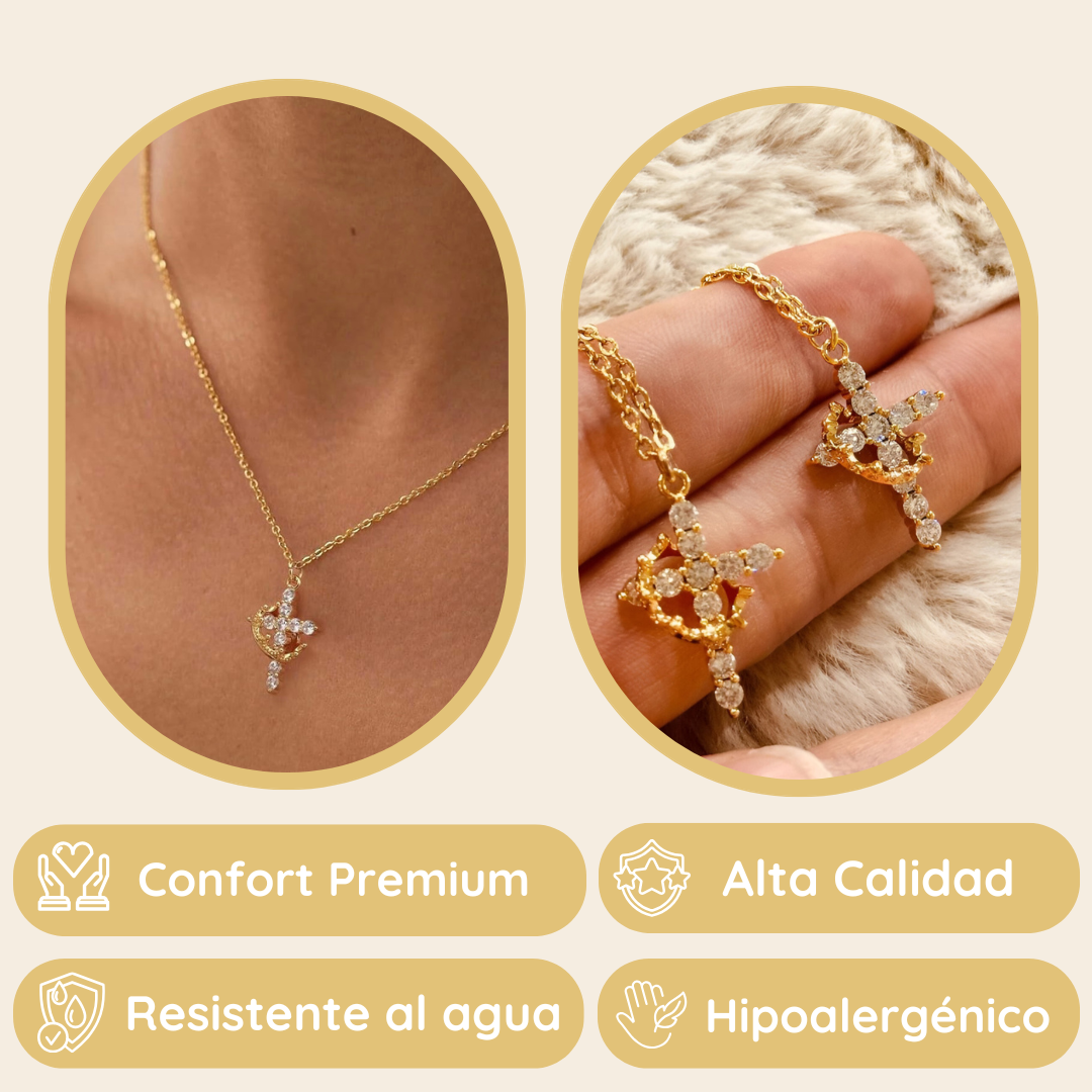Collar de Cruz con Corona Rotativa