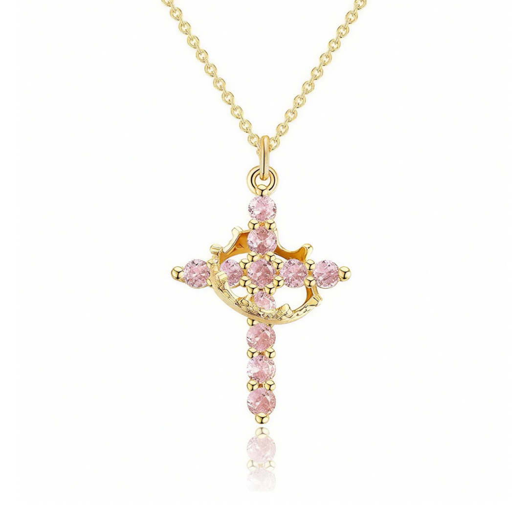 Collar de Cruz con Corona Rotativa